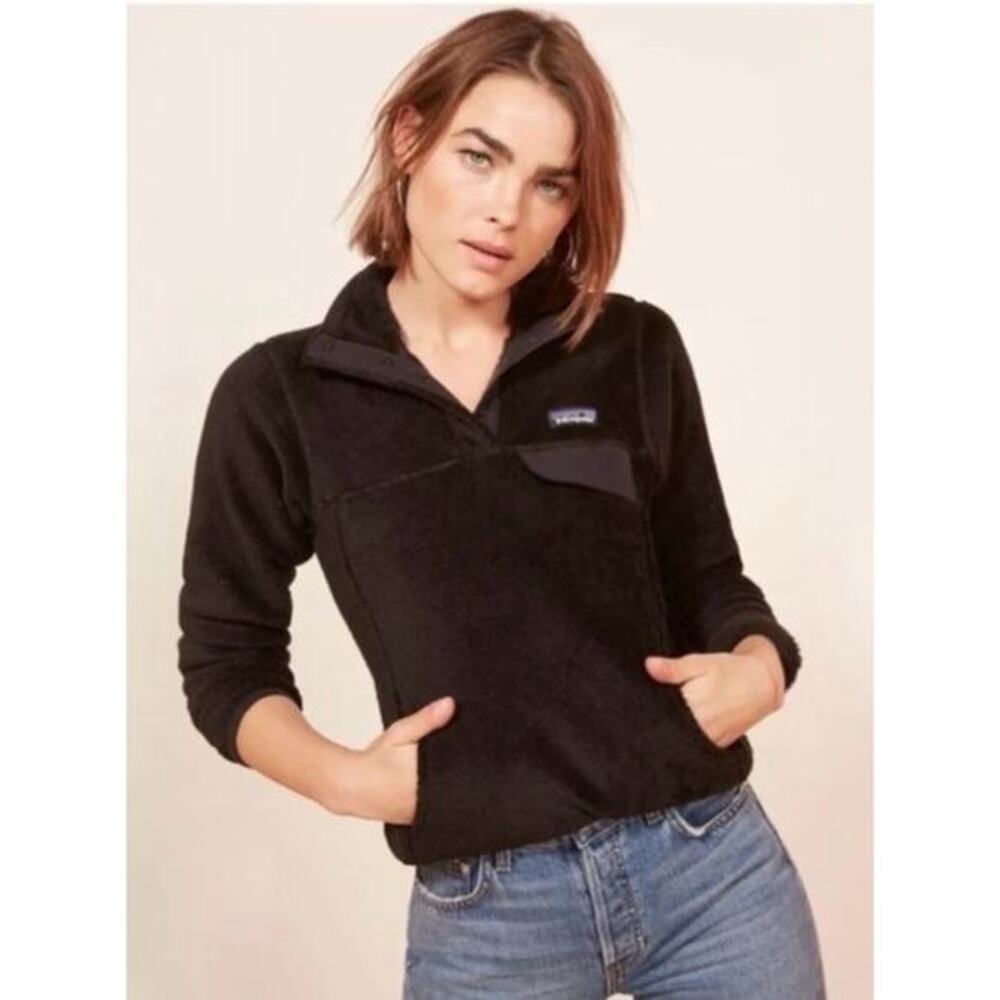 Patagonia black re-tool fleece t snap